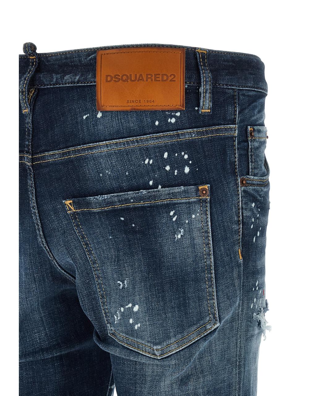 DSQUARED2 Синие хлопковые прямые джинсы, фото 4