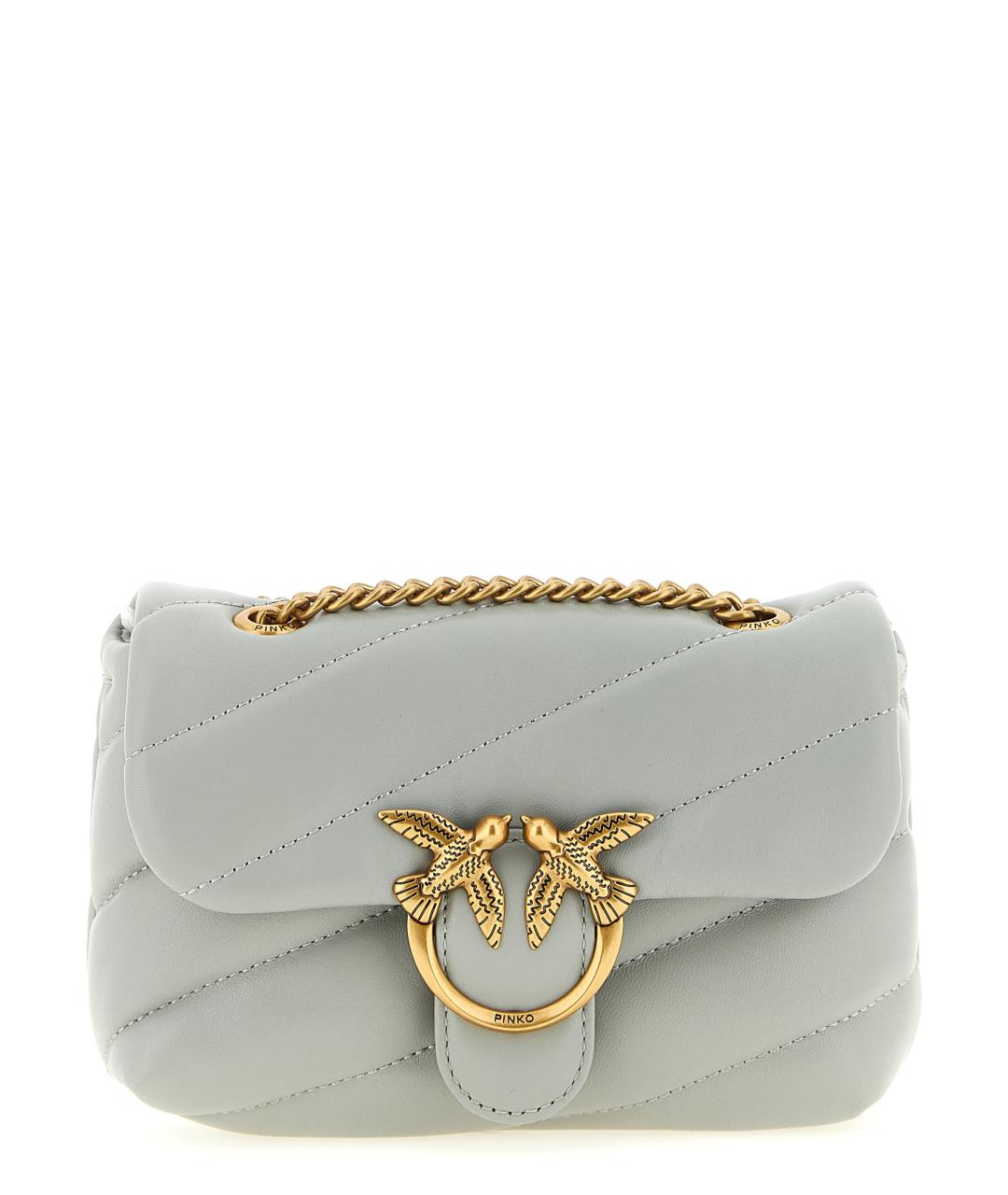 PINKO Серая кожаная сумка через плечо, фото 1