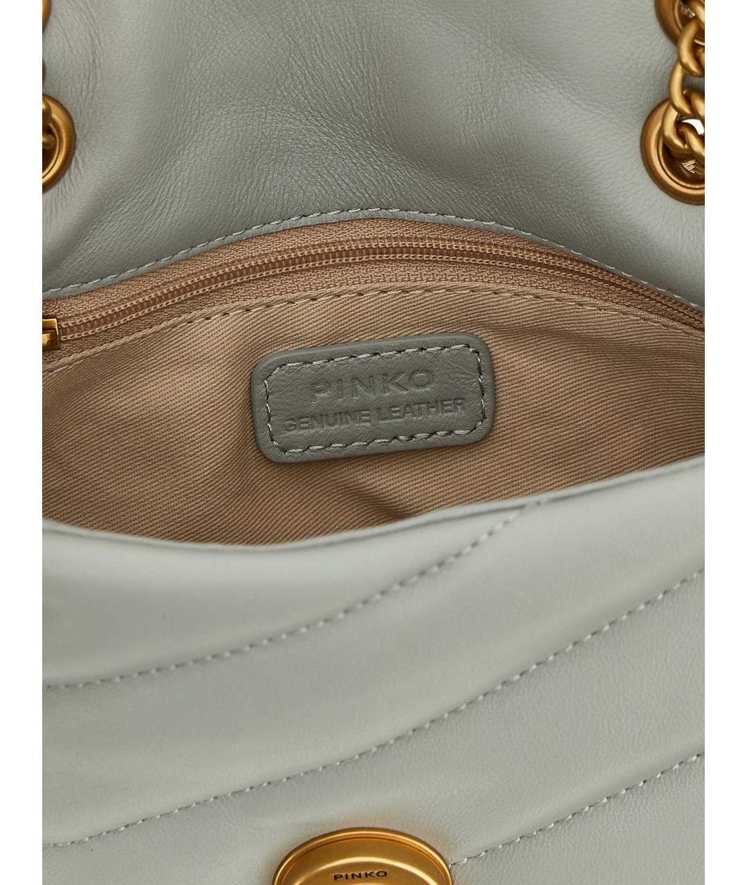 PINKO Серая кожаная сумка через плечо, фото 4