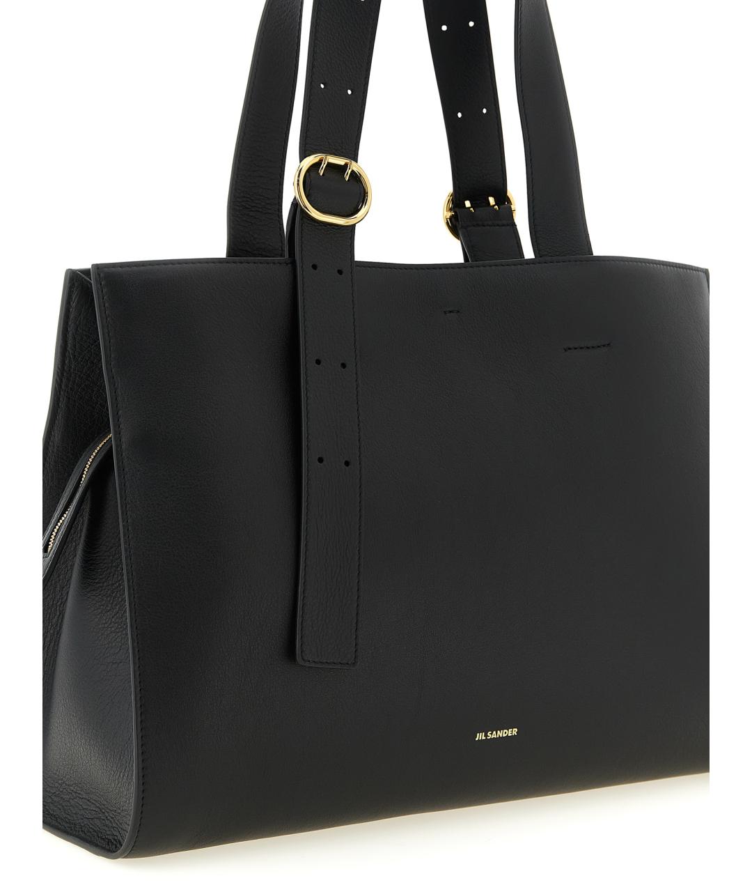 JIL SANDER Черная кожаная сумка тоут, фото 3