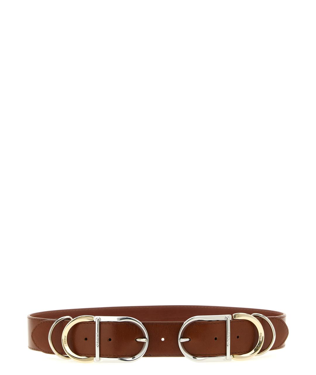 PINKO Коричневый кожаный ремень, фото 1
