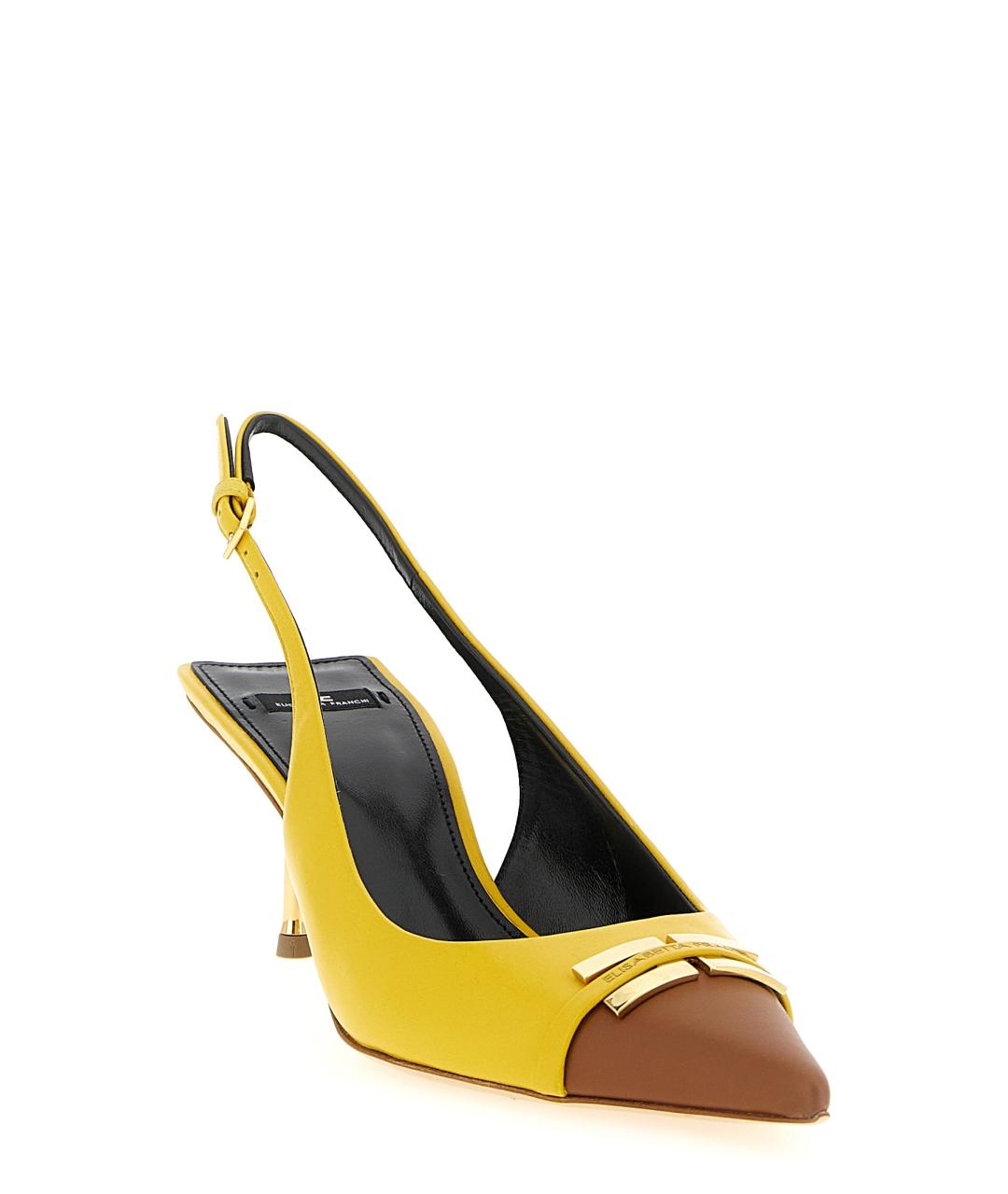 ELISABETTA FRANCHI Желтые кожаные туфли, фото 2