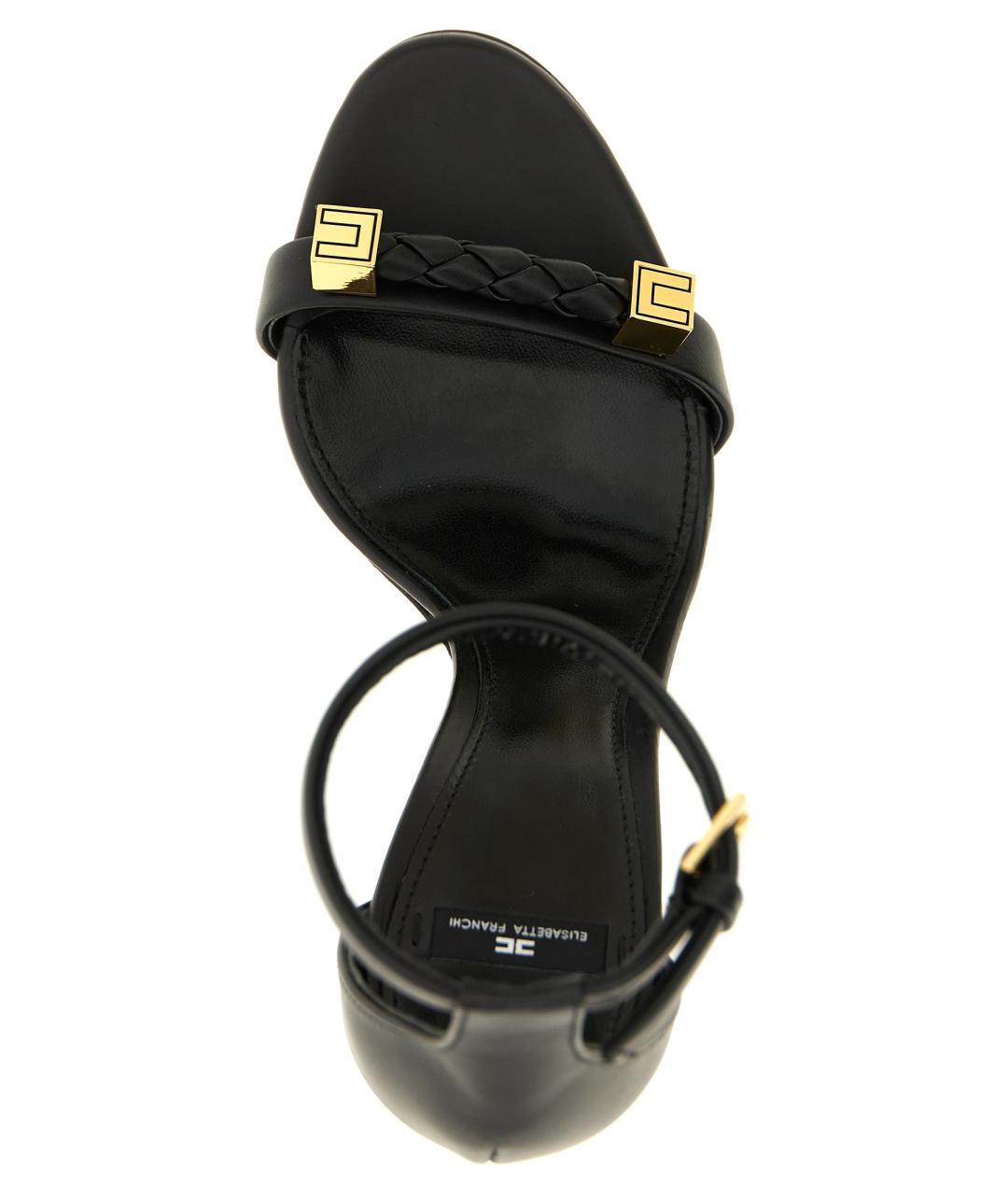 ELISABETTA FRANCHI Черные кожаные босоножки, фото 4