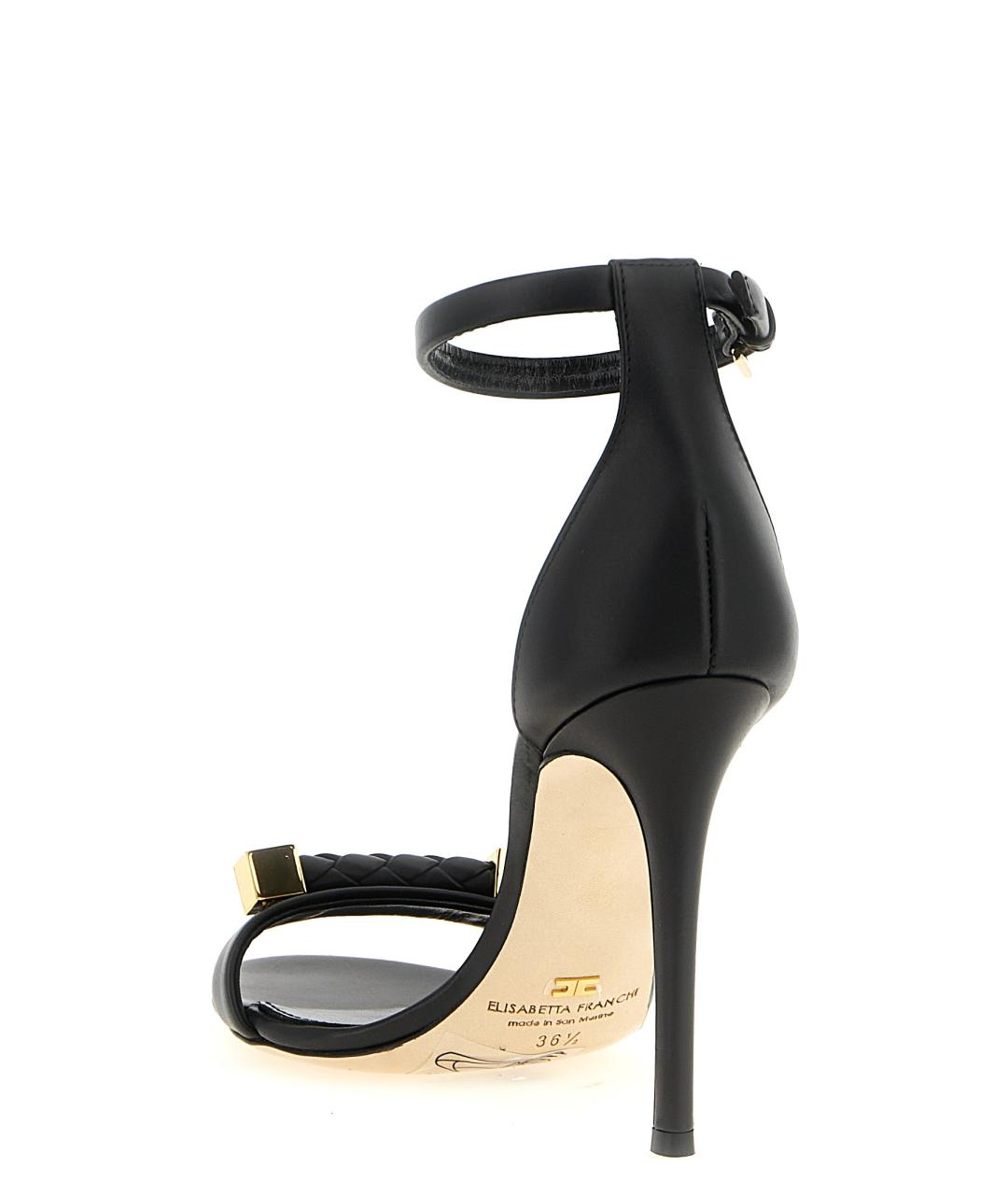 ELISABETTA FRANCHI Черные кожаные босоножки, фото 3