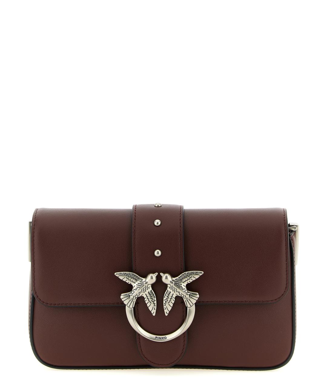 PINKO Бордовая кожаная сумка через плечо, фото 1