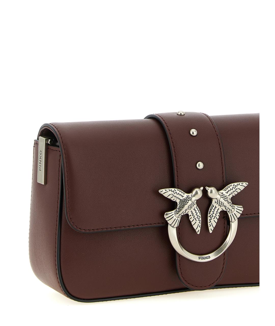 PINKO Бордовая кожаная сумка через плечо, фото 4