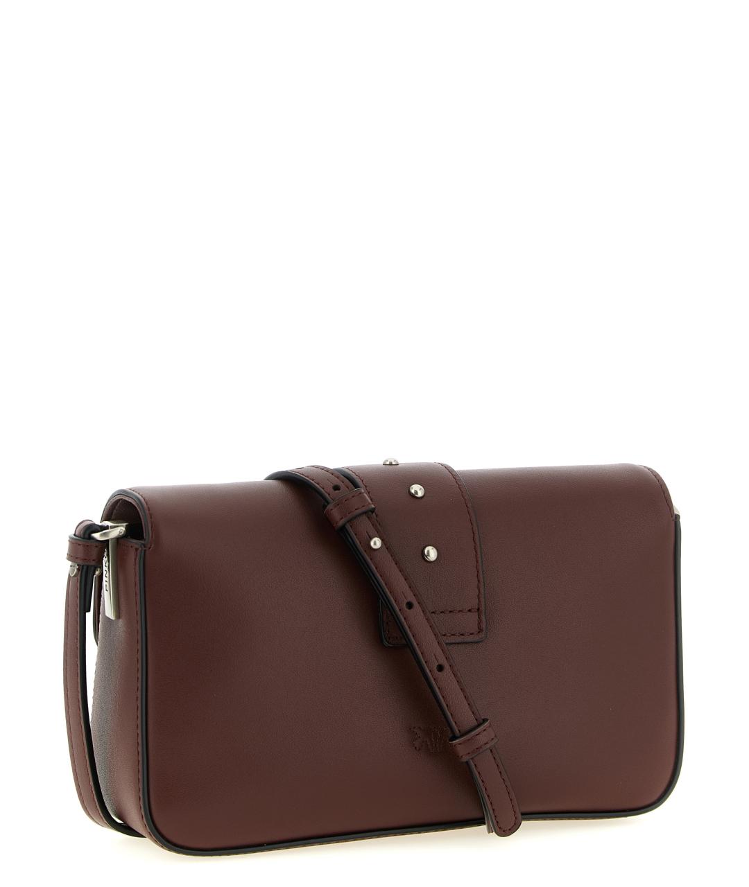 PINKO Бордовая кожаная сумка через плечо, фото 3