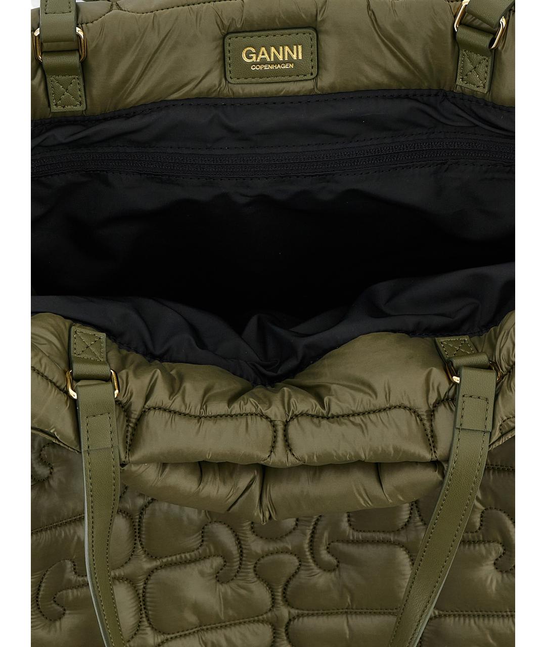 GANNI Зеленая синтетическая сумка тоут, фото 4