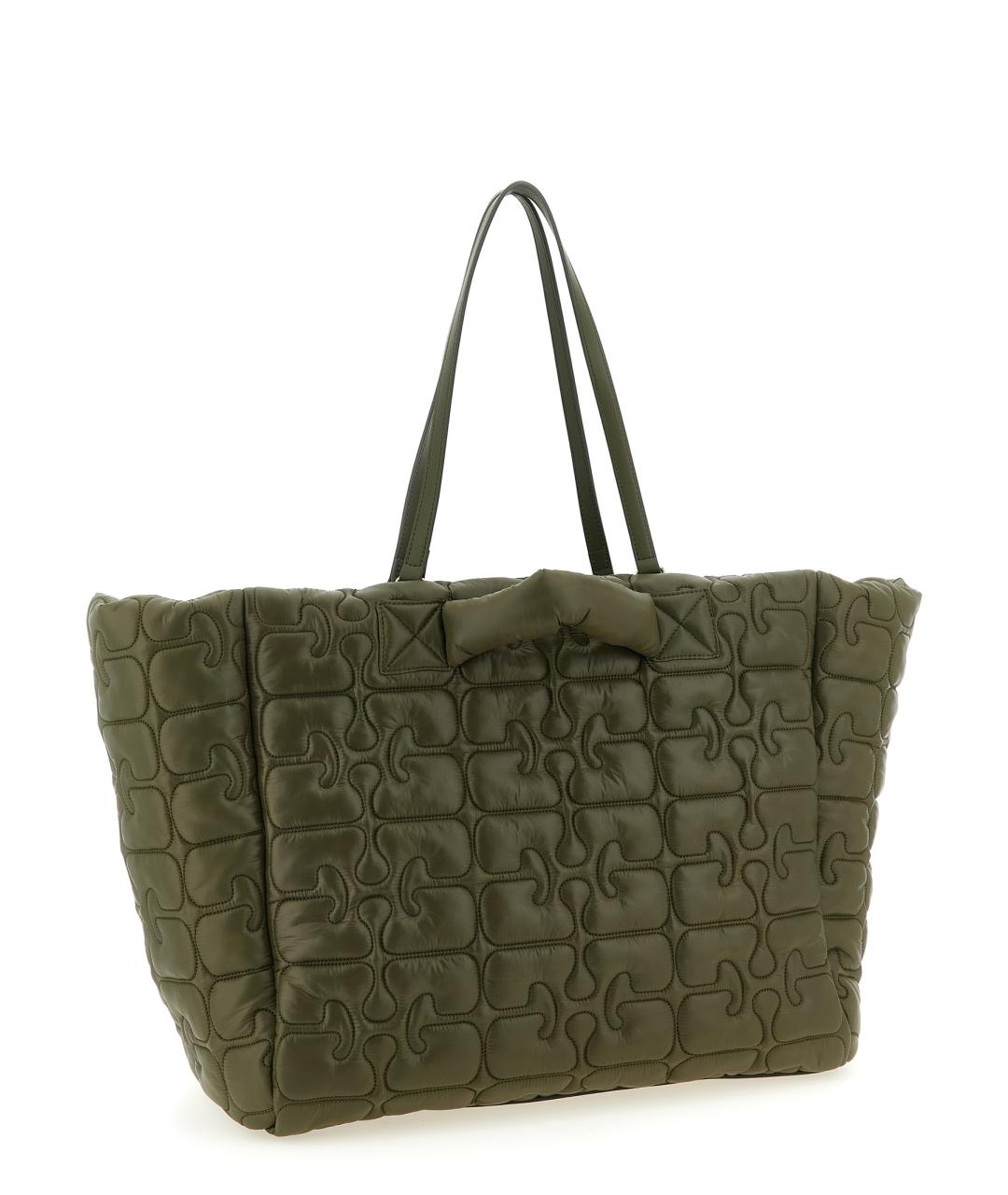 GANNI Зеленая синтетическая сумка тоут, фото 2