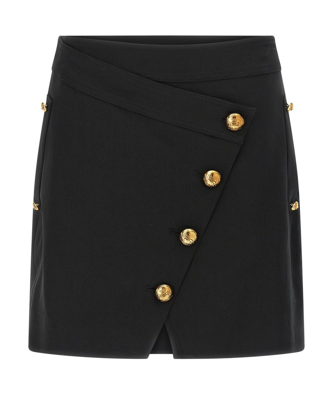 ELISABETTA FRANCHI Черная хлопковая юбка мини, фото 1