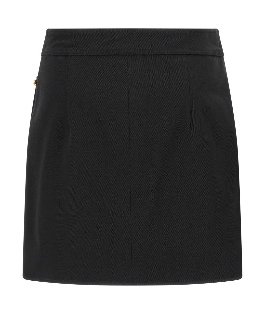 ELISABETTA FRANCHI Черная хлопковая юбка мини, фото 2