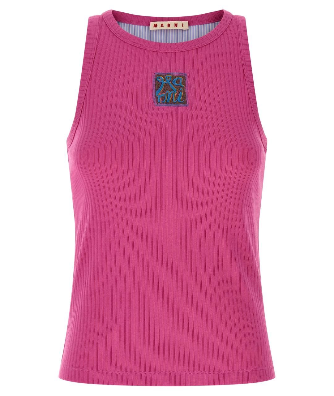 MARNI Фуксия хлопковая майка, фото 1
