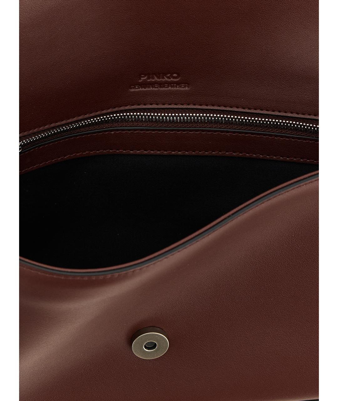 PINKO Бордовая кожаная сумка через плечо, фото 5