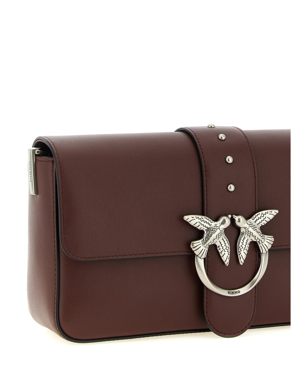 PINKO Бордовая кожаная сумка через плечо, фото 4