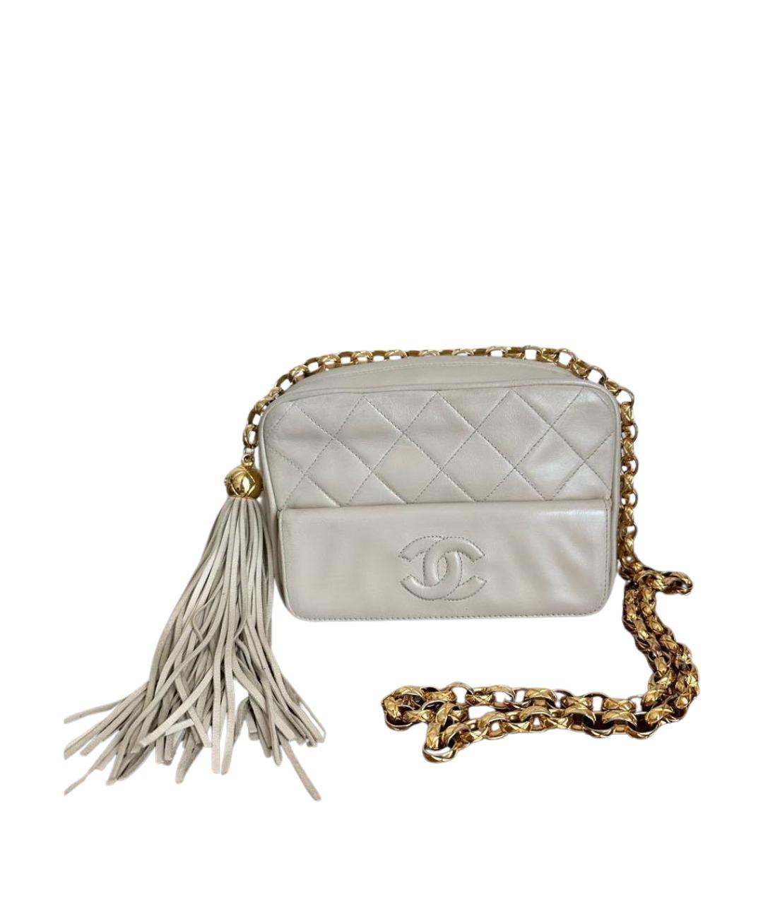CHANEL Белая кожаная сумка через плечо, фото 1