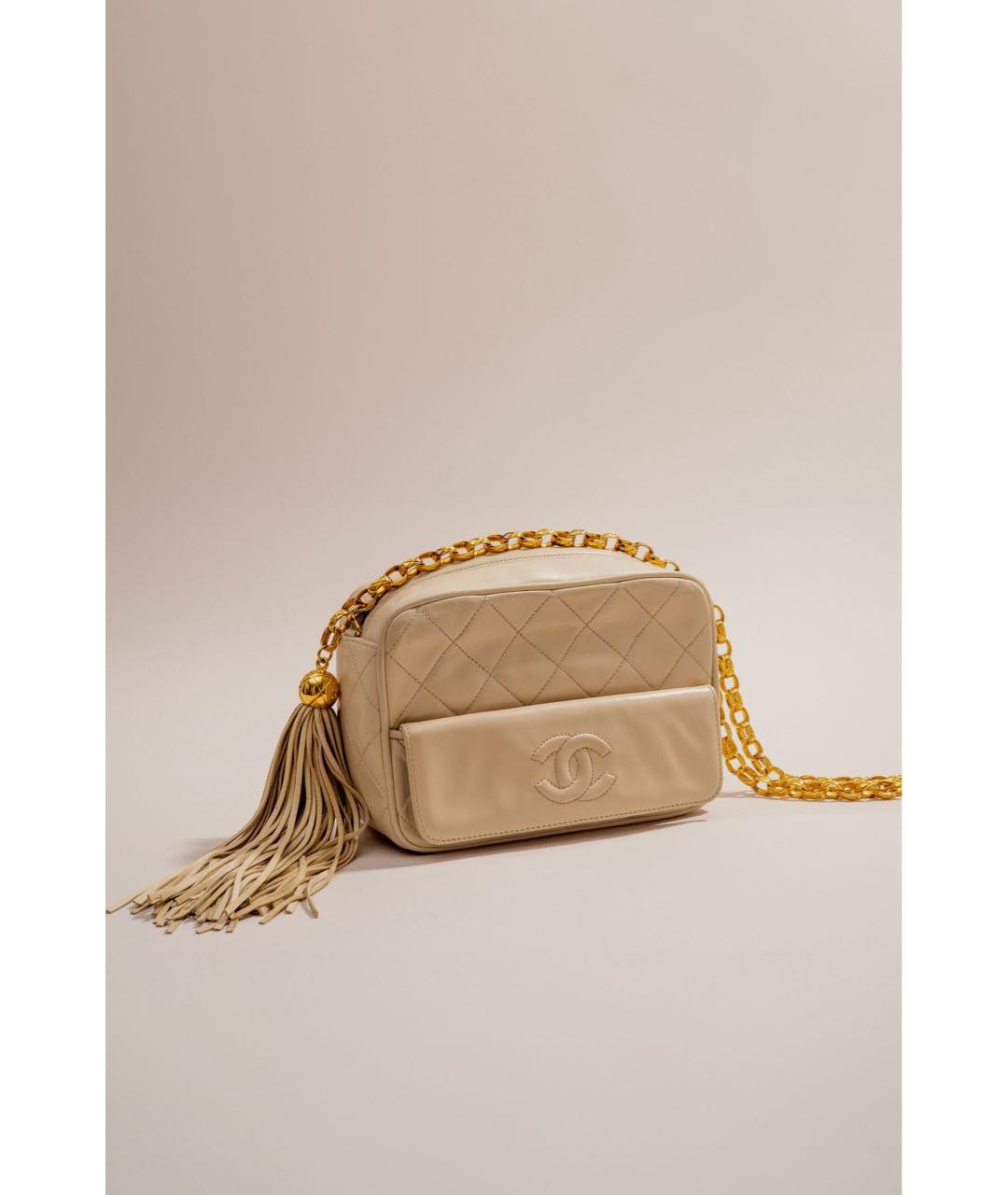 CHANEL Белая кожаная сумка через плечо, фото 5