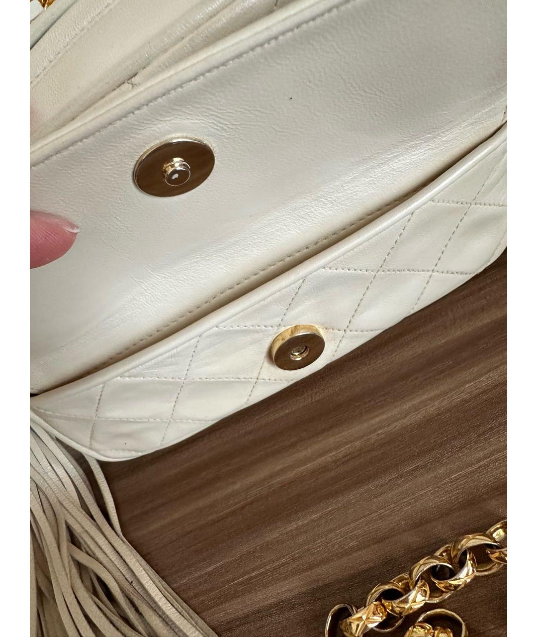 CHANEL Белая кожаная сумка через плечо, фото 8