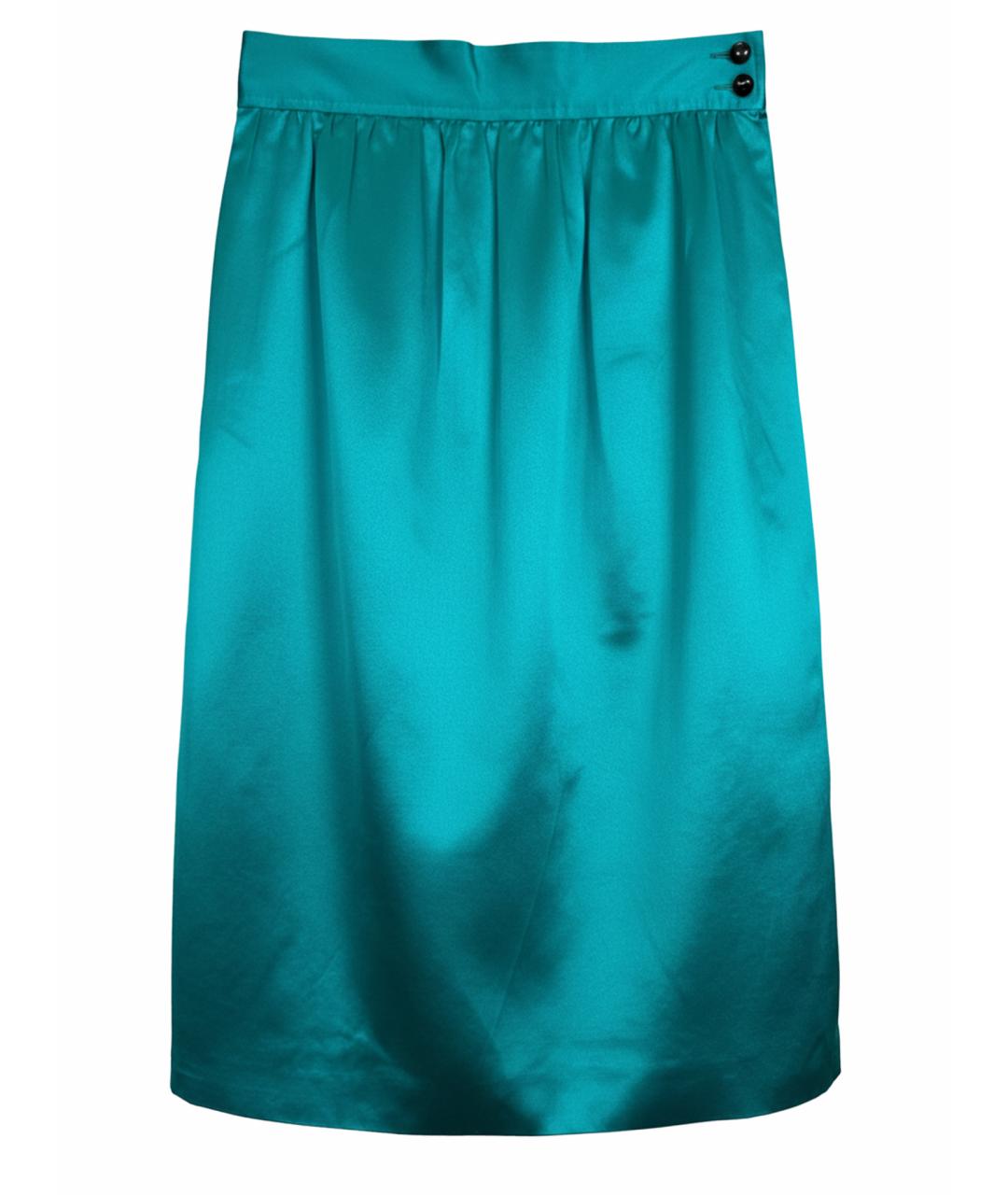 UNGARO Бирюзовая шелковая юбка миди, фото 1
