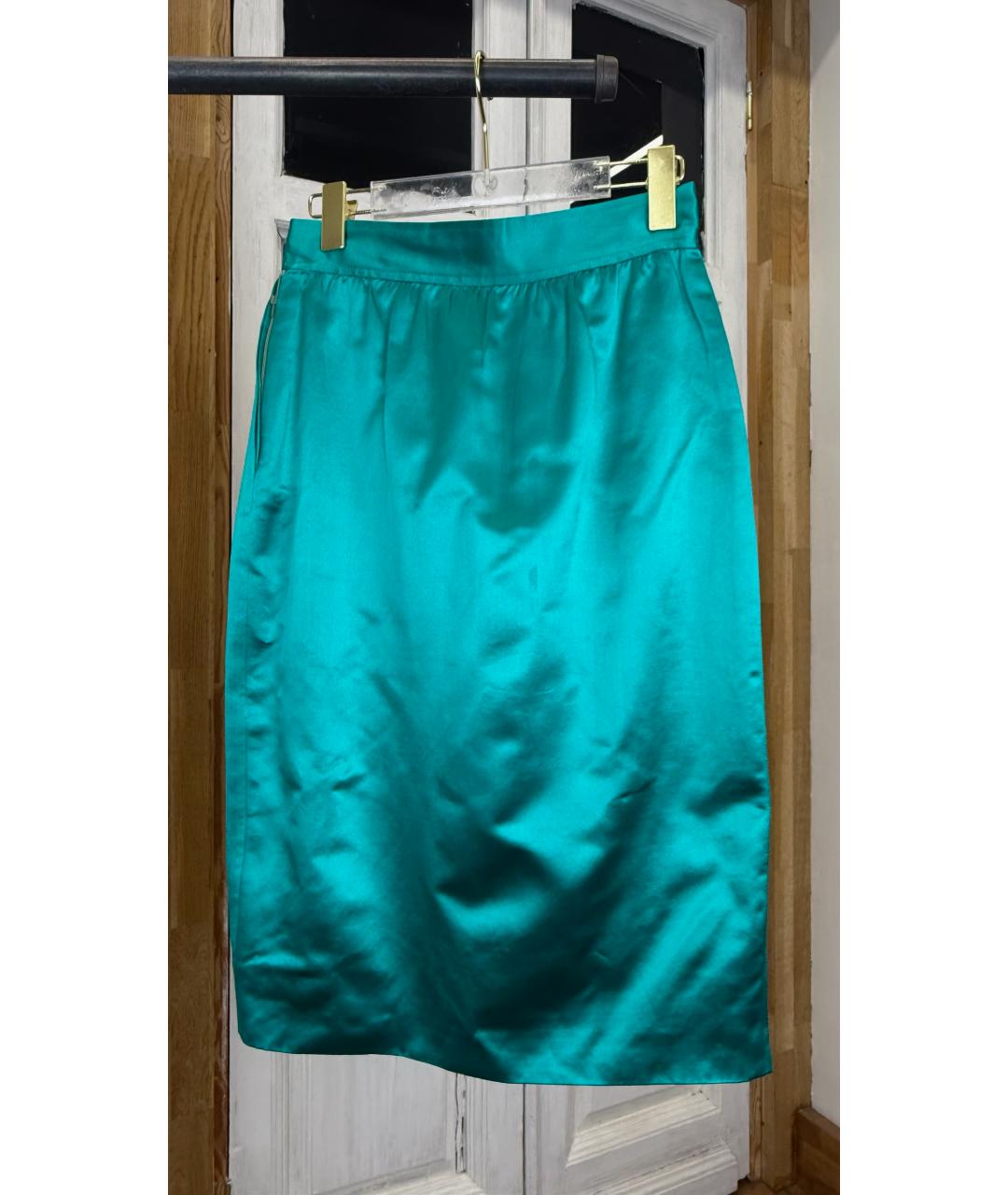 UNGARO Бирюзовая шелковая юбка миди, фото 2