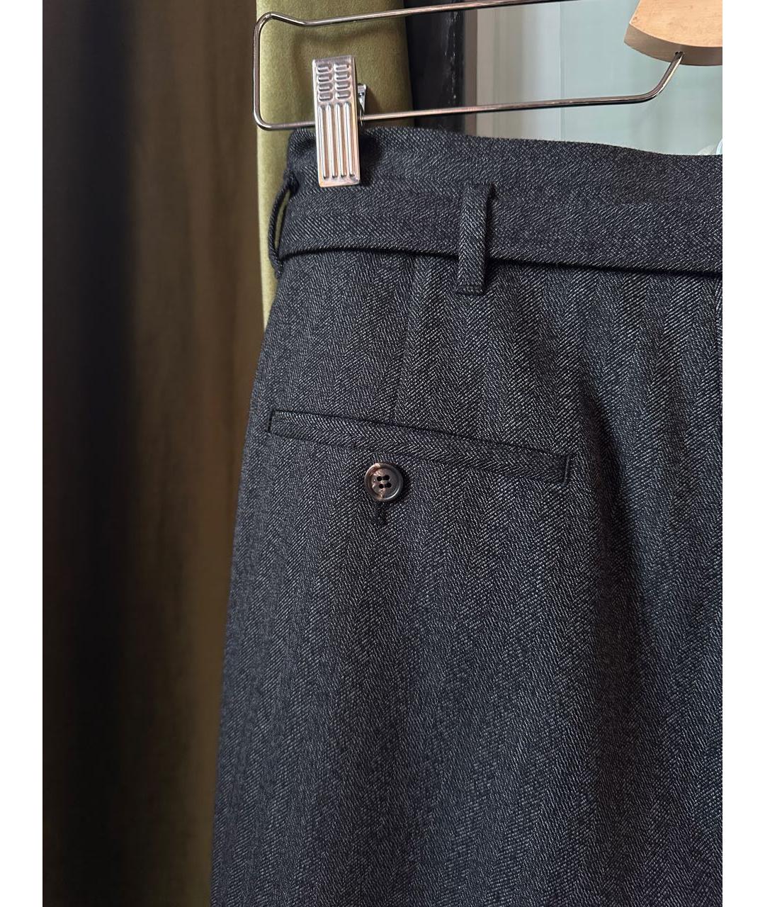 MIU MIU Антрацитовые шерстяные прямые брюки, фото 5