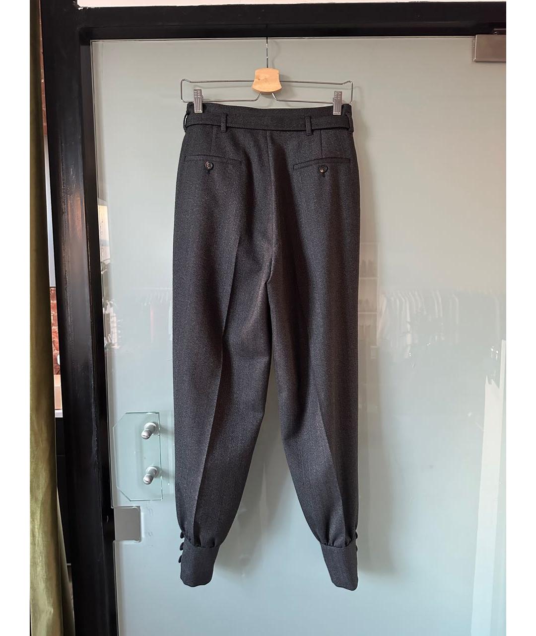 MIU MIU Антрацитовые шерстяные прямые брюки, фото 2