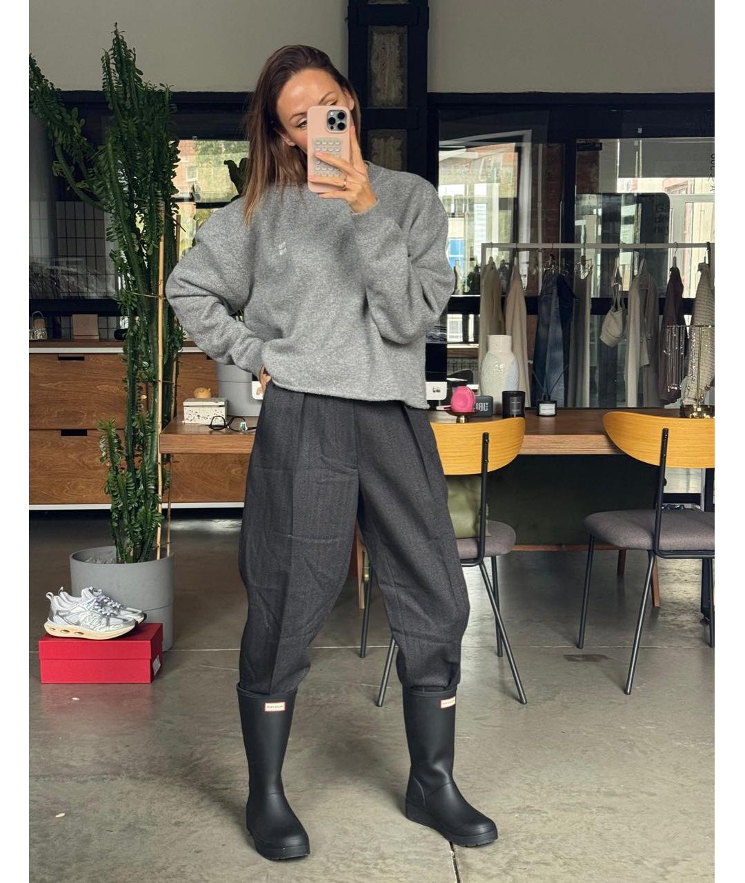 MIU MIU Антрацитовые шерстяные прямые брюки, фото 8