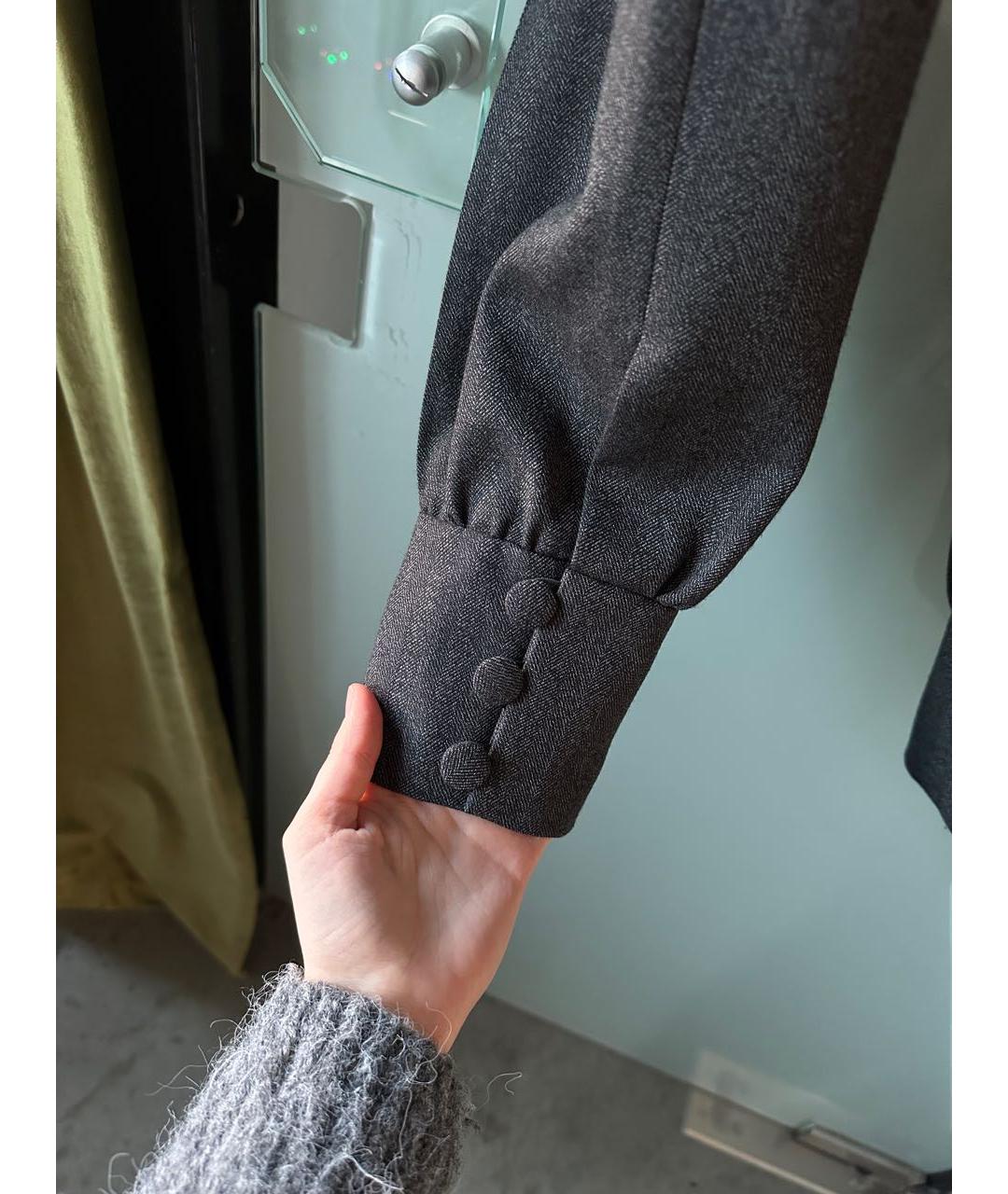 MIU MIU Антрацитовые шерстяные прямые брюки, фото 4