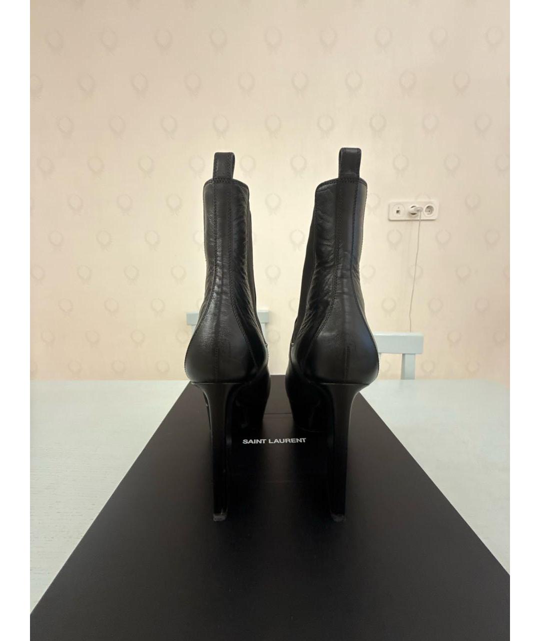 SAINT LAURENT Черные кожаные ботильоны, фото 4