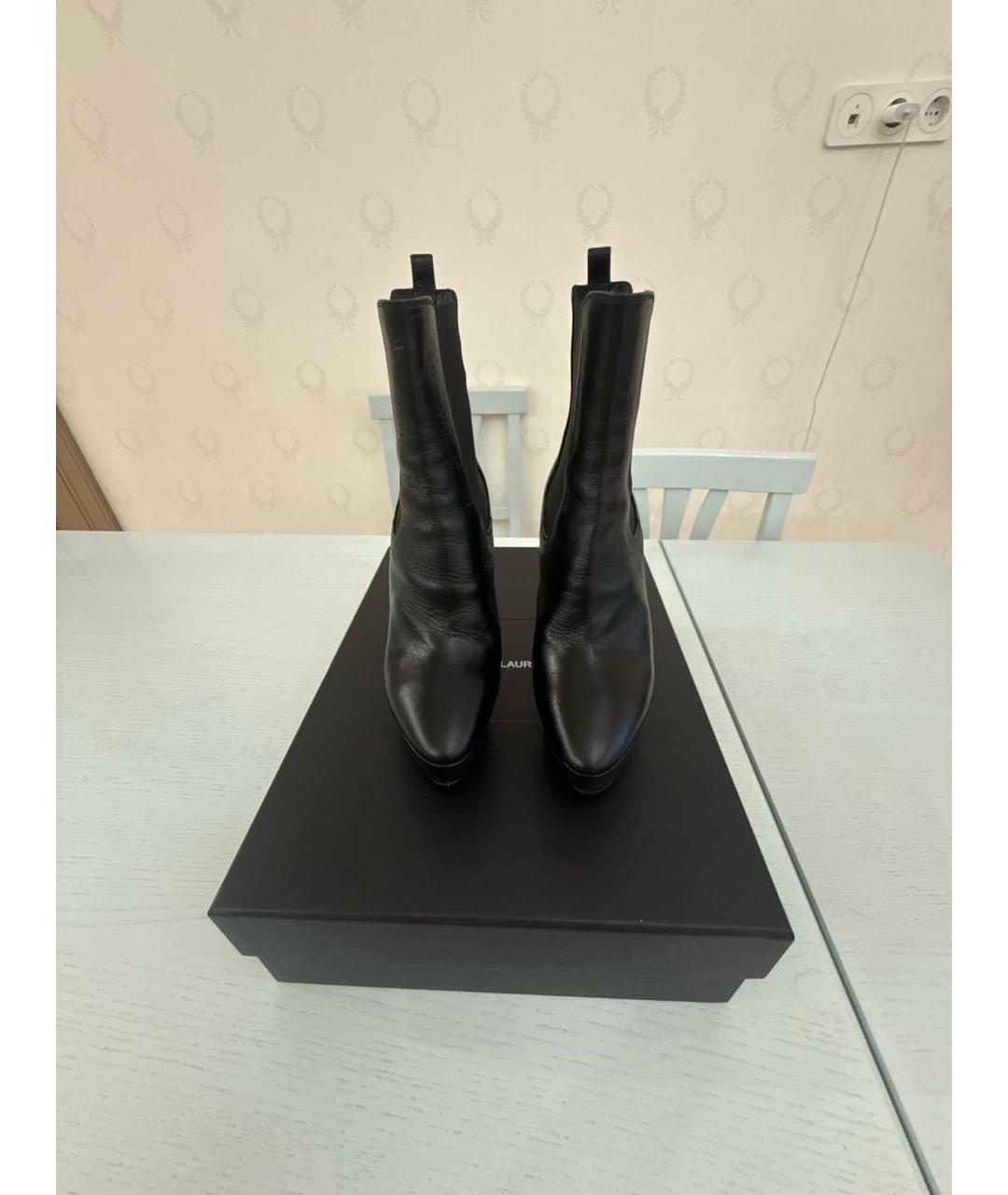 SAINT LAURENT Черные кожаные ботильоны, фото 2