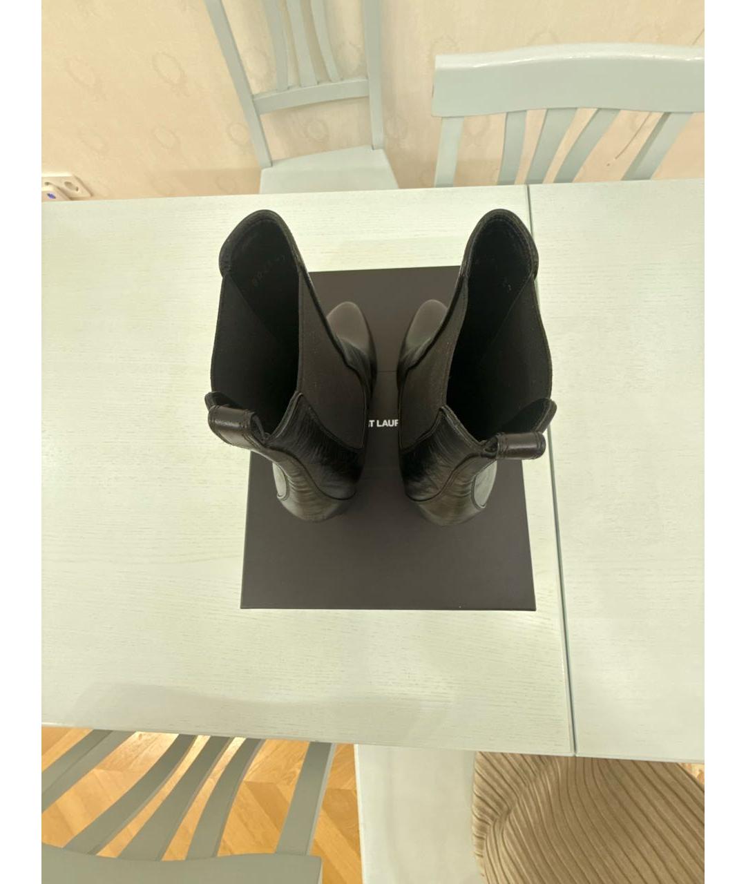 SAINT LAURENT Черные кожаные ботильоны, фото 3