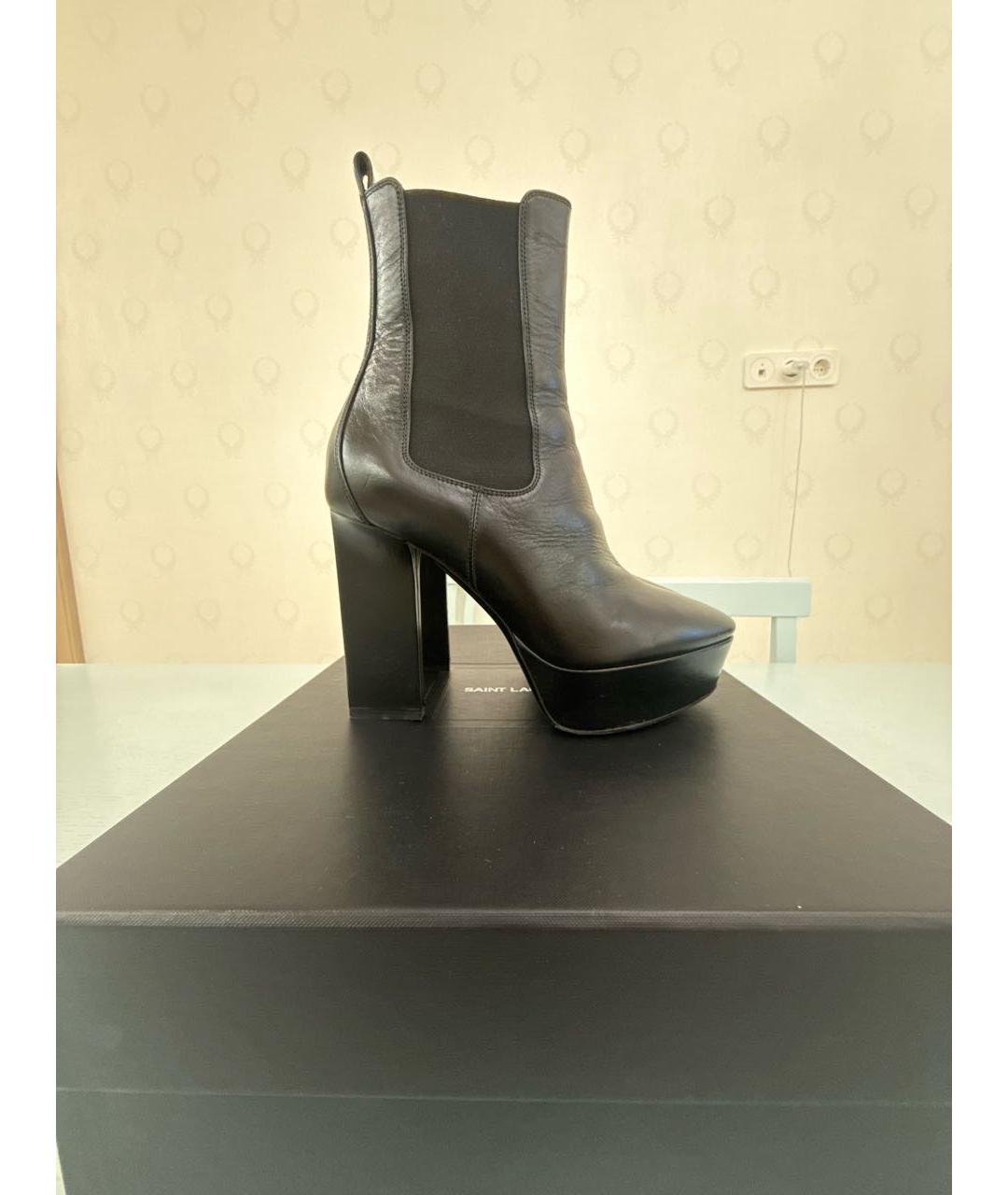 SAINT LAURENT Черные кожаные ботильоны, фото 8
