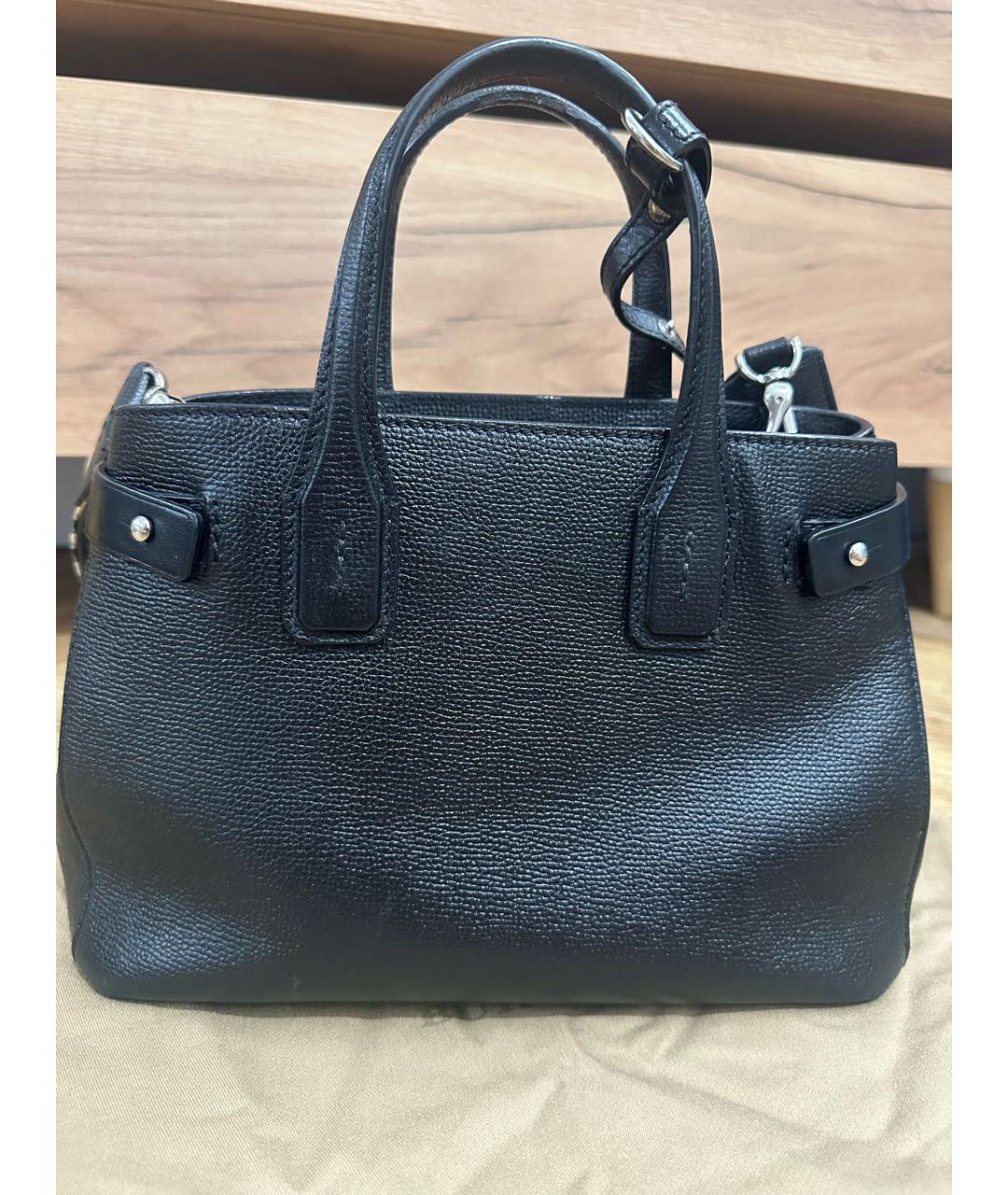 BURBERRY Черная кожаная сумка с короткими ручками, фото 3