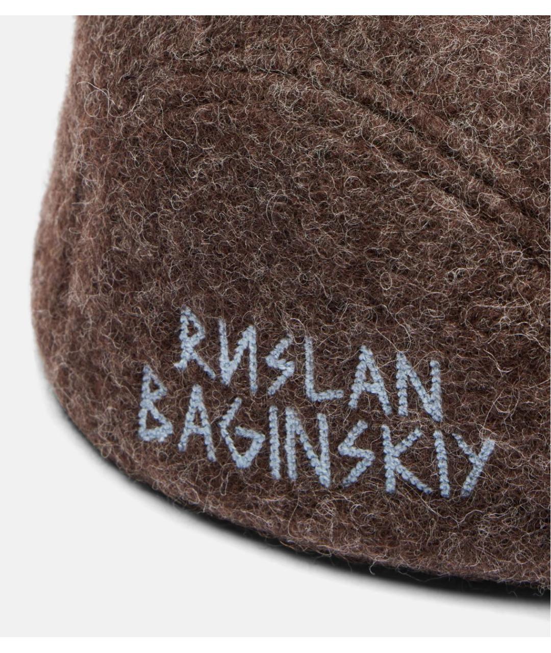 RUSLAN BAGINSKIY Коричневая шерстяная кепка, фото 3