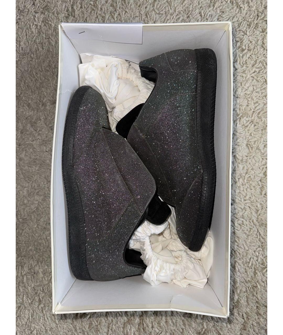 MAISON MARGIELA Черные кожаные низкие кроссовки / кеды, фото 9