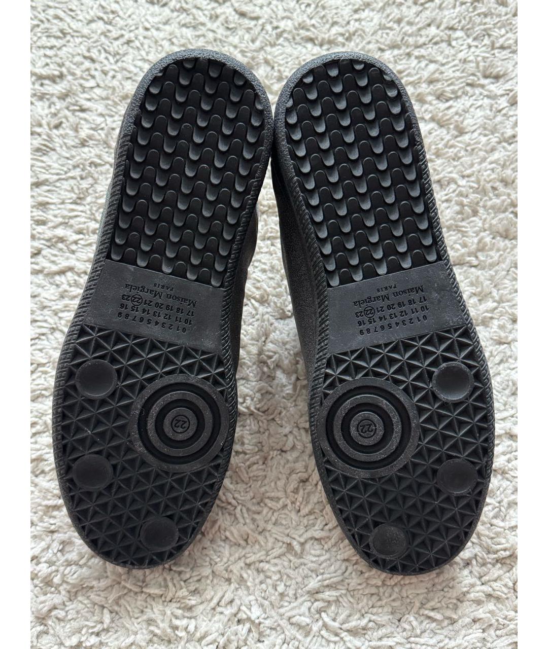 MAISON MARGIELA Черные кожаные низкие кроссовки / кеды, фото 4