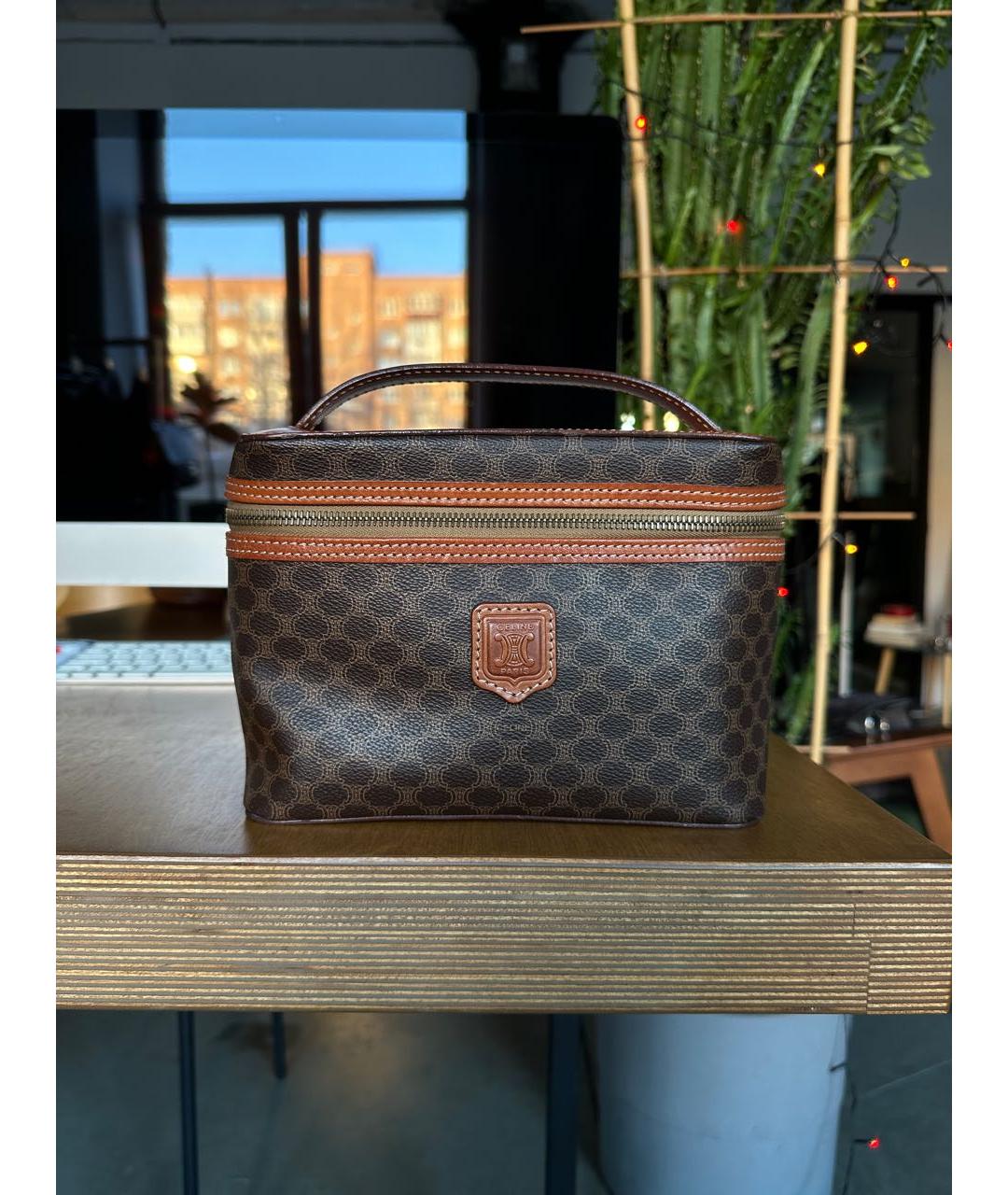 CELINE Коричневая кожаная сумка с короткими ручками, фото 8