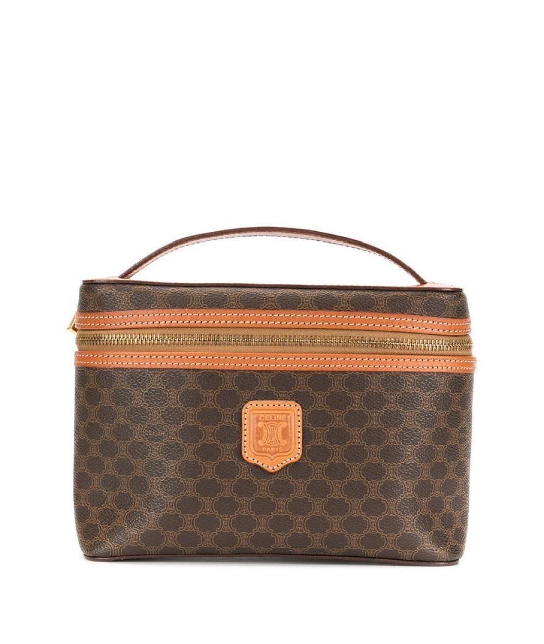 CELINE Коричневая кожаная сумка с короткими ручками, фото 1