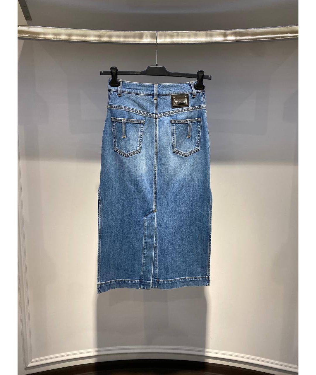 DOLCE&GABBANA Голубая деним юбка миди, фото 3
