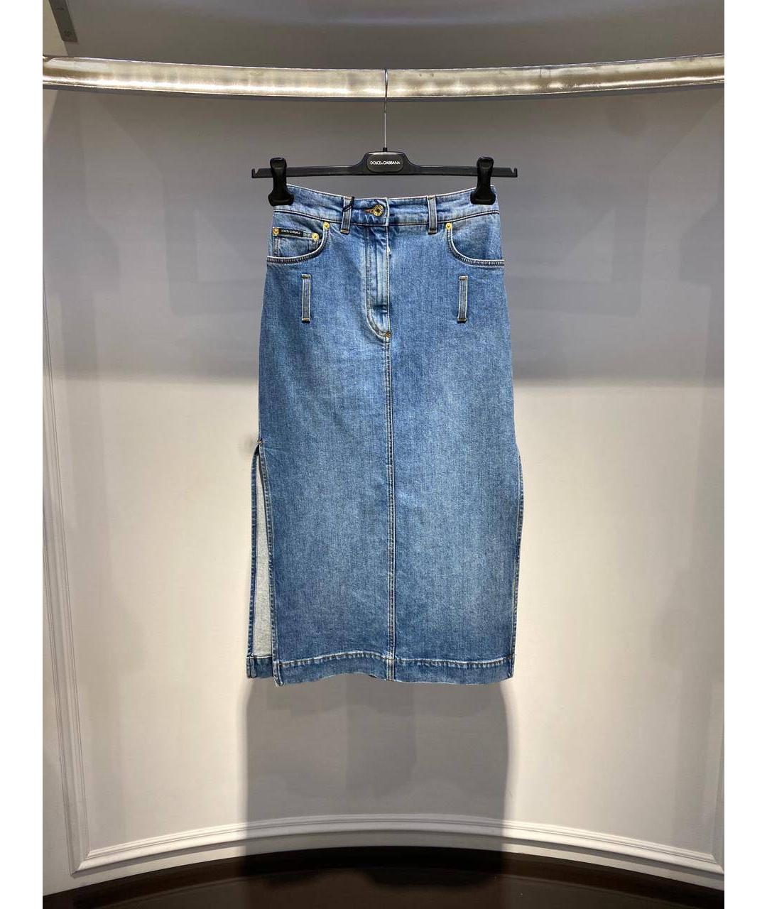 DOLCE&GABBANA Голубая деним юбка миди, фото 2
