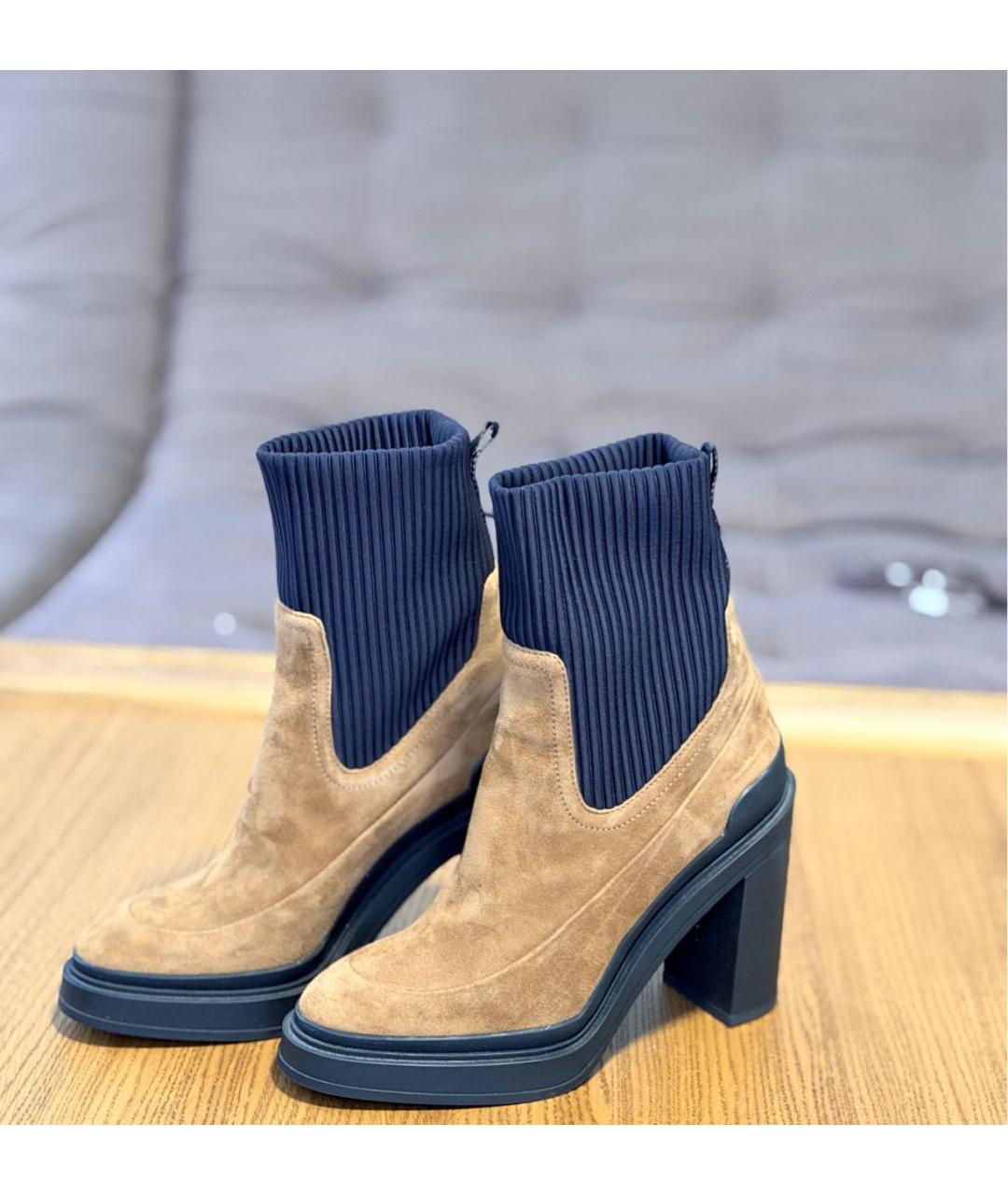 HERMES Коричневые замшевые ботильоны, фото 4