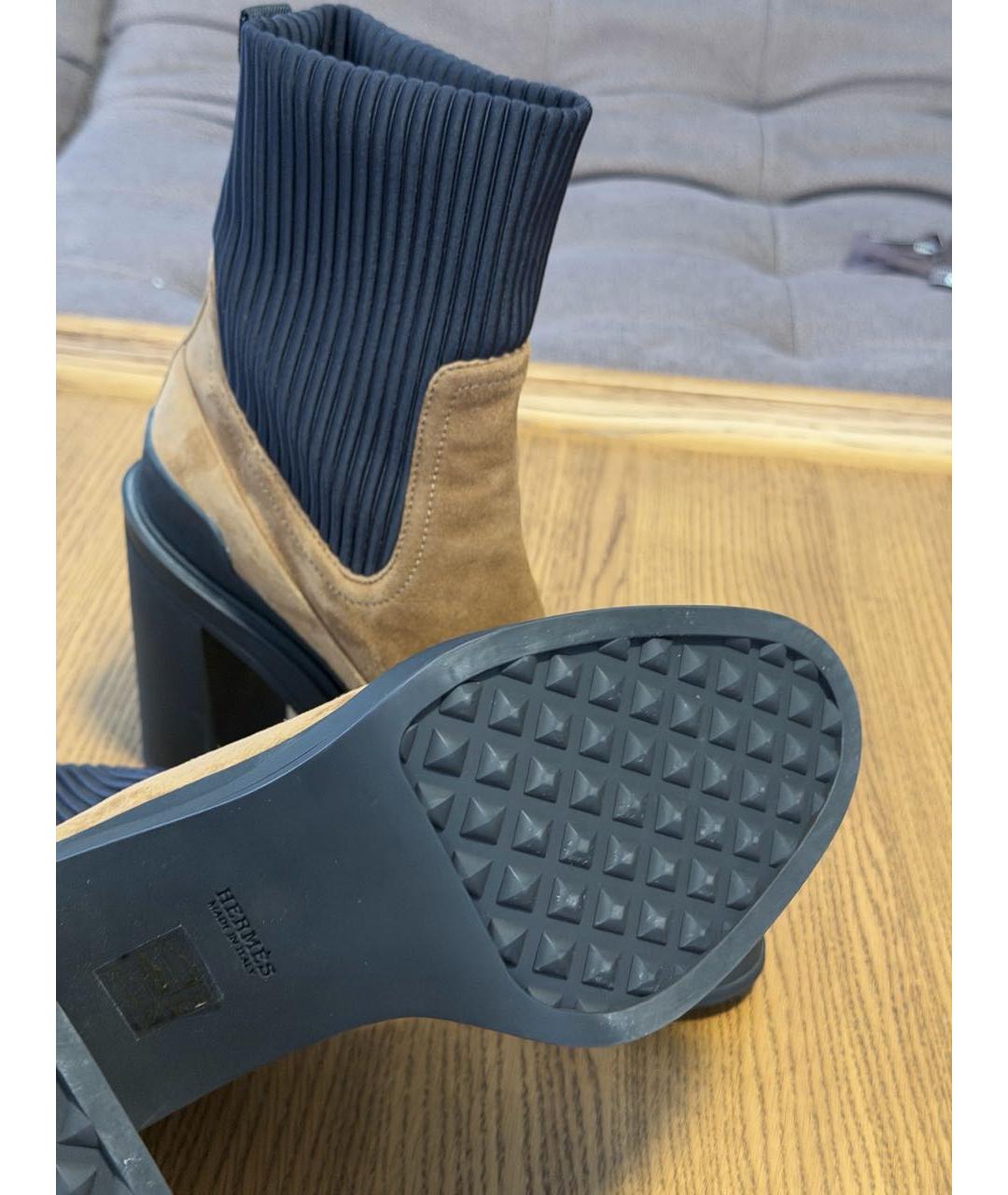 HERMES Коричневые замшевые ботильоны, фото 6