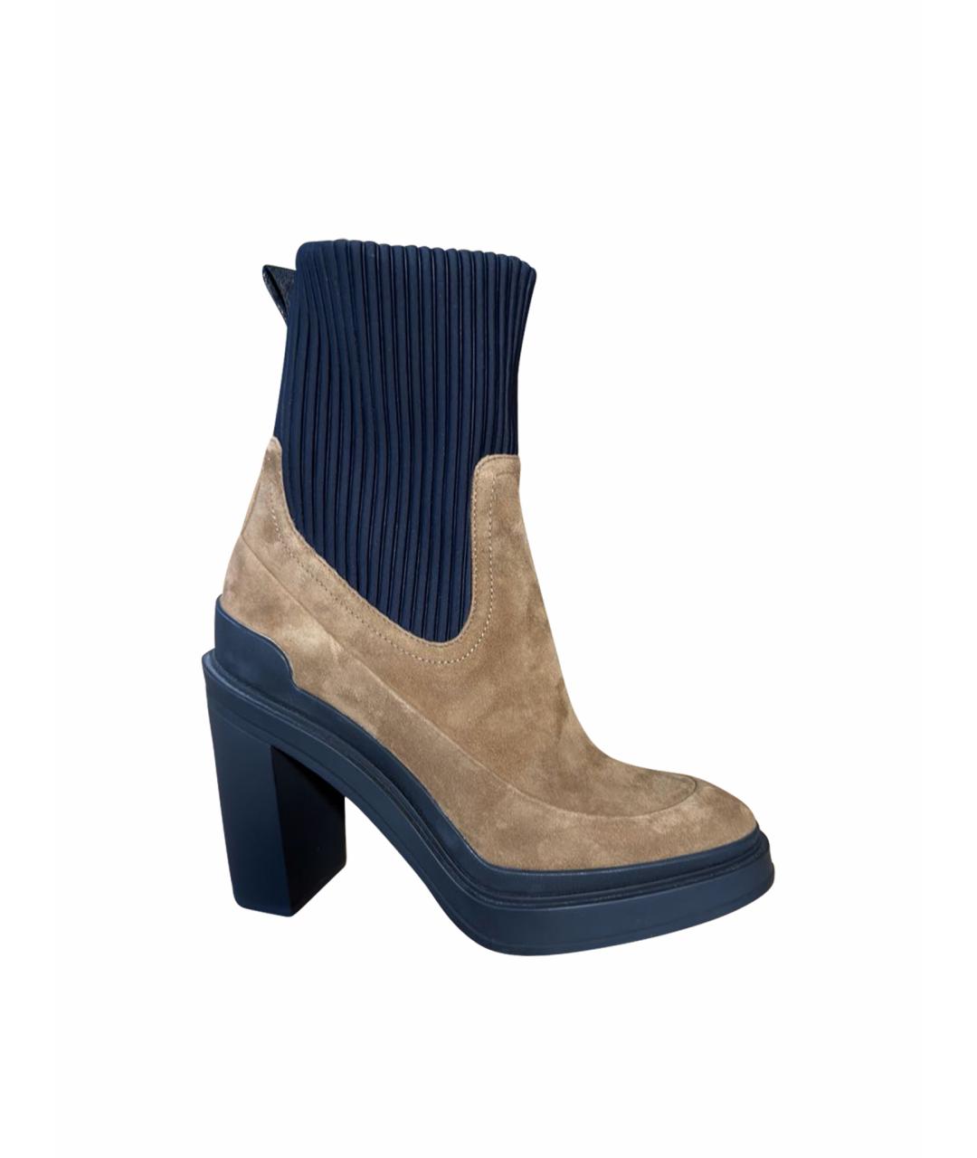 HERMES Коричневые замшевые ботильоны, фото 1