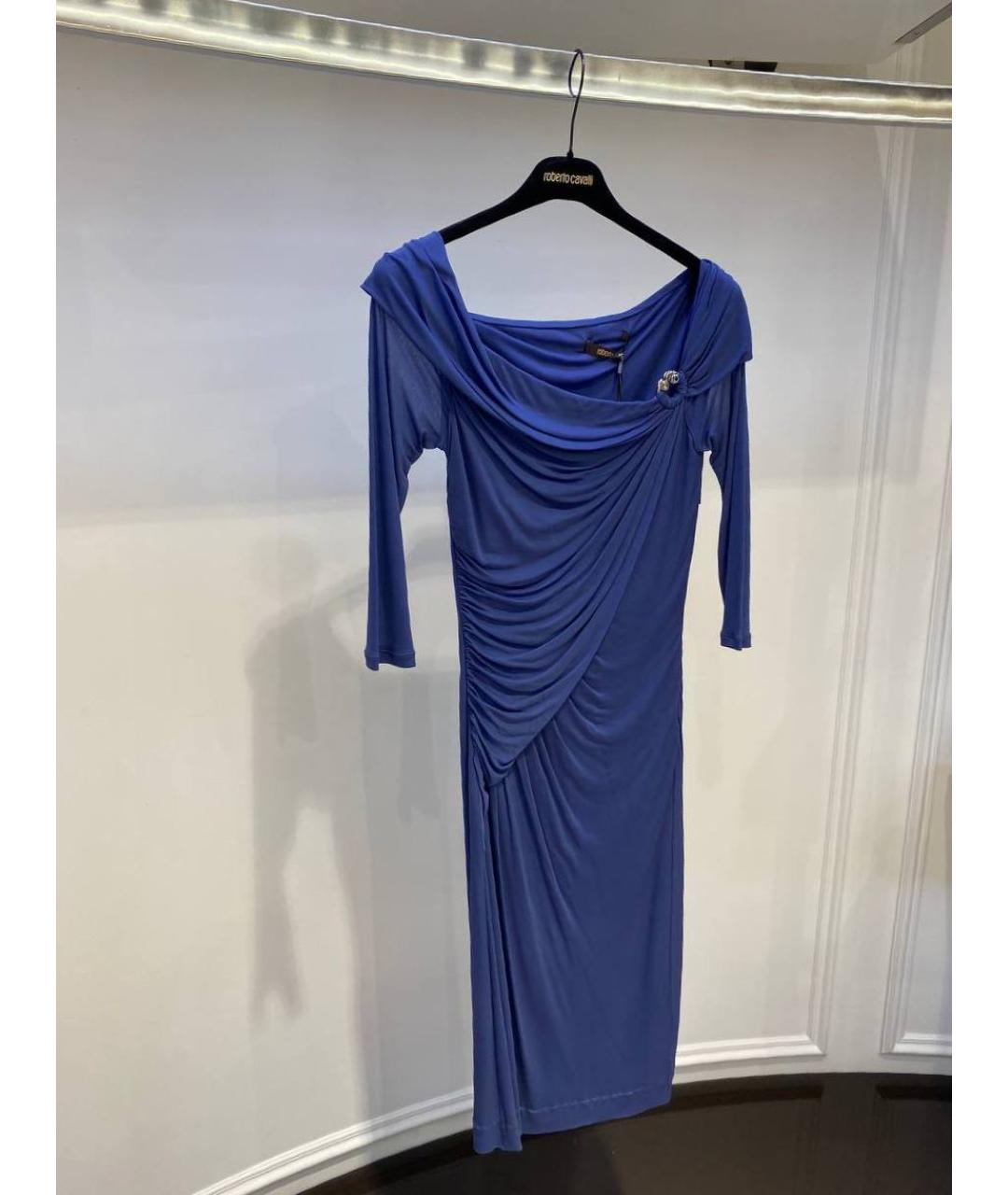ROBERTO CAVALLI Синее ацетатное платье, фото 2