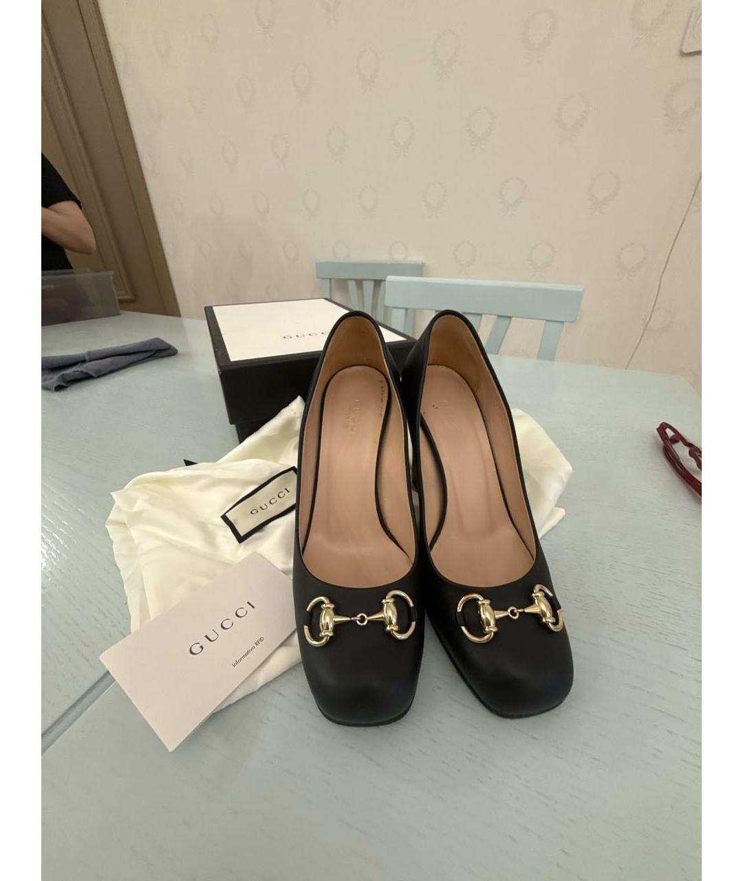 GUCCI Черные кожаные туфли, фото 5