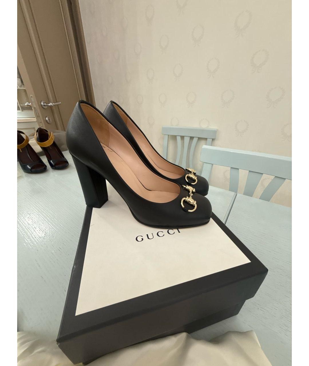 GUCCI Черные кожаные туфли, фото 7