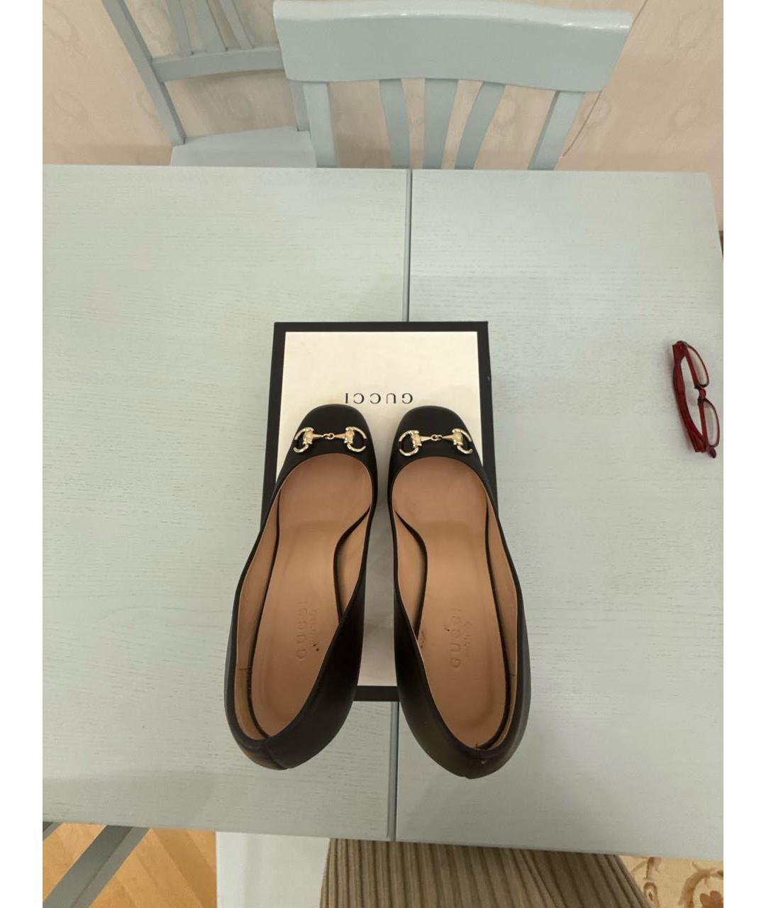 GUCCI Черные кожаные туфли, фото 3