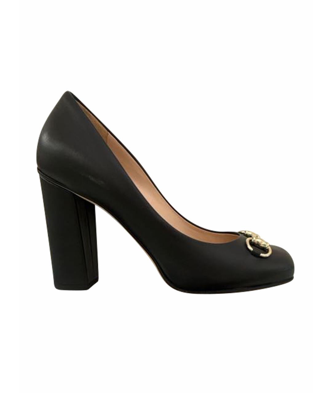 GUCCI Черные кожаные туфли, фото 1