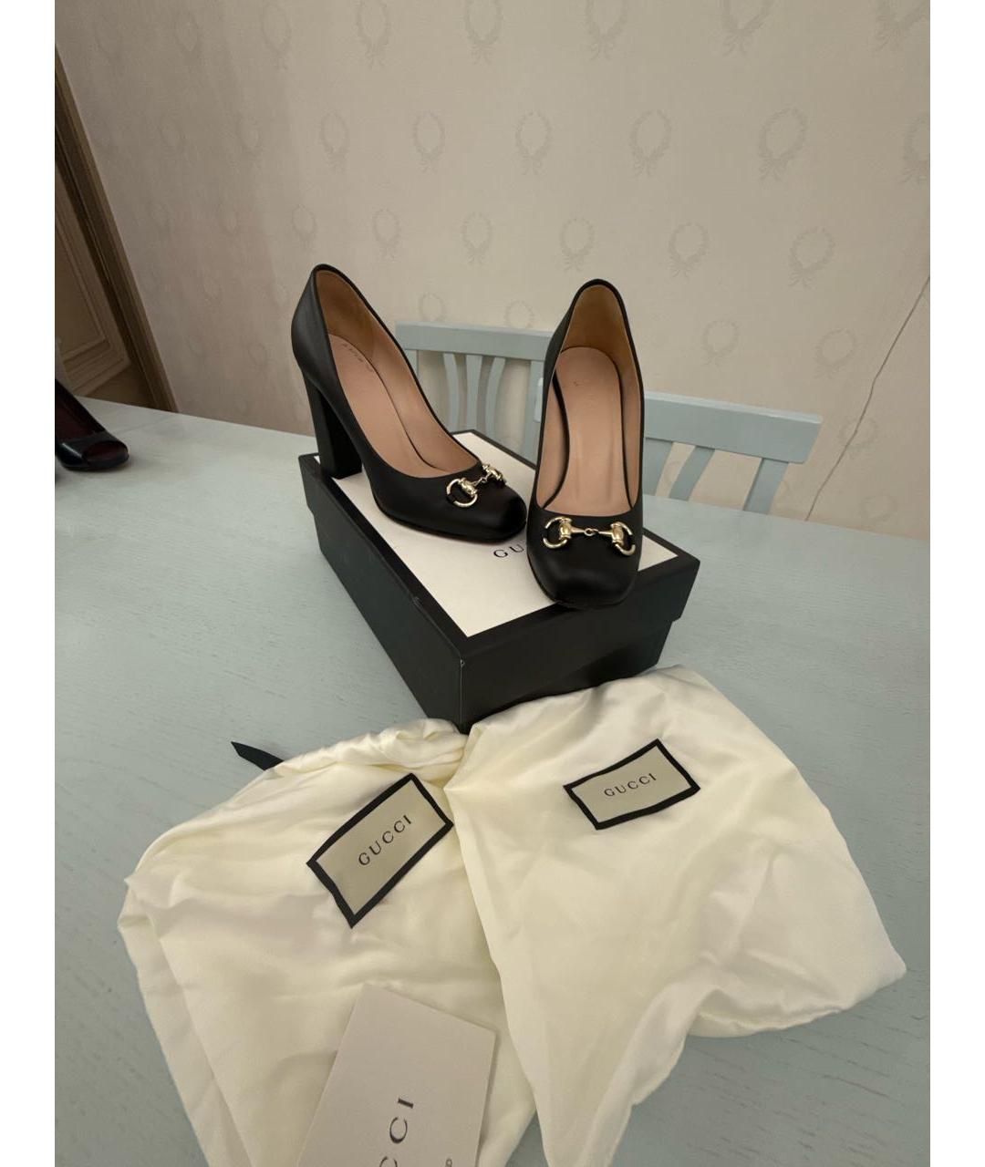 GUCCI Черные кожаные туфли, фото 6