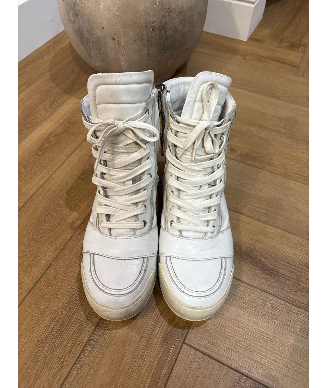 BALMAIN Белые кожаные высокие кроссовки / кеды, фото 3