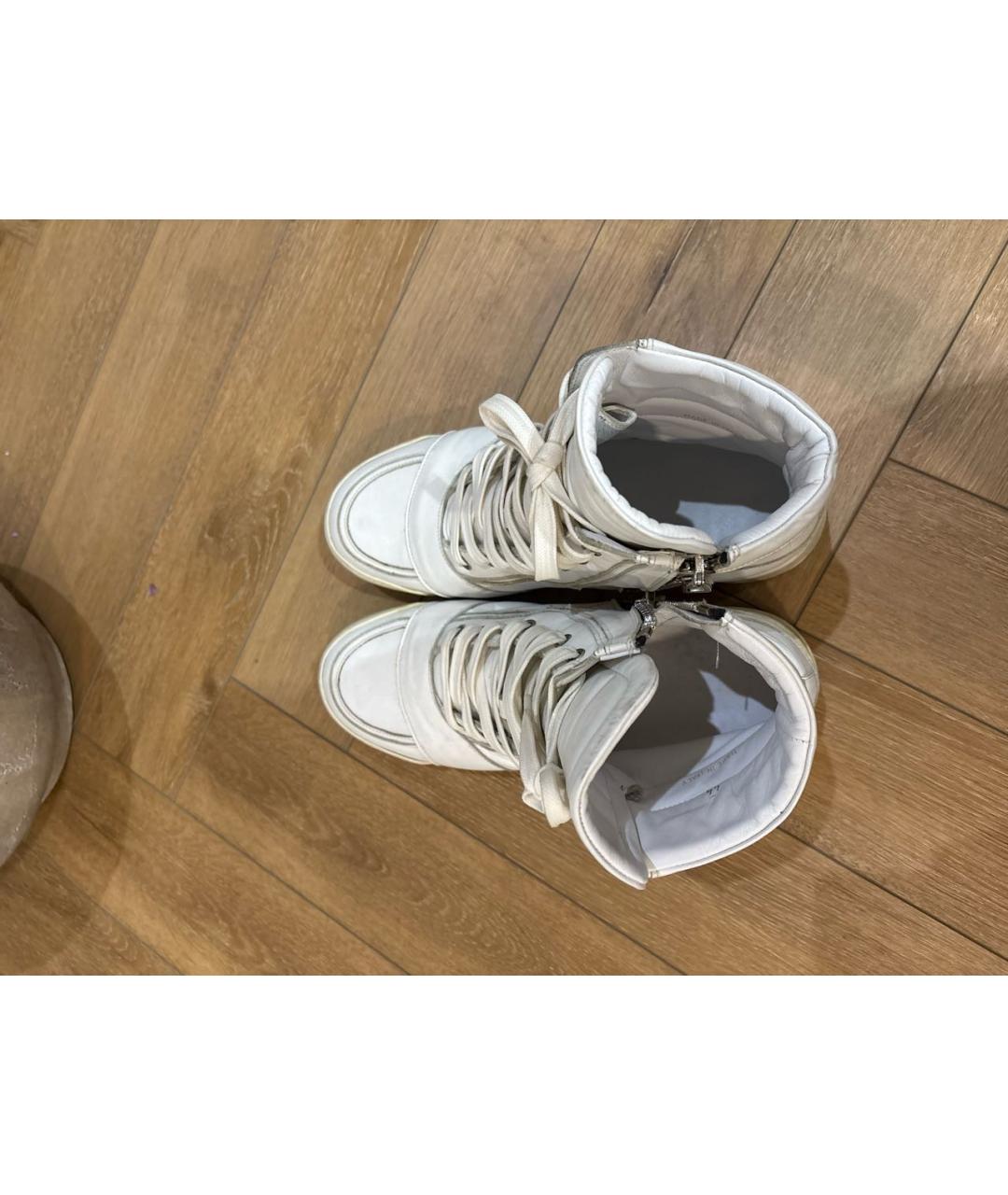 BALMAIN Белые кожаные высокие кроссовки / кеды, фото 4